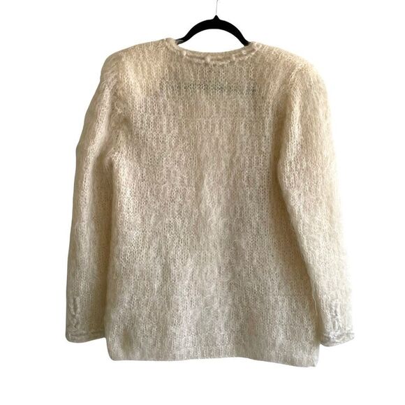 NUNO ANDREA Vintage Mohair Open Front Knit Cardigan Sweater Cream L - Picture 4 of 14